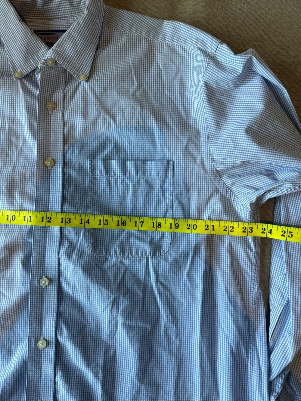 Vineyard Vines Murray Shirt Blue Gingham Button Down Mens L 100% Cotton Preppy
